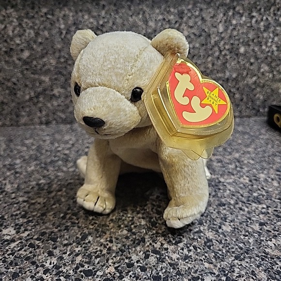 TY Beanie Baby Almond the Beige Bear 1999 Tag Errors
